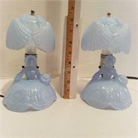 Pair LE Smith Blue Southern Belle Lamps