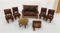 Vintage doll furniture lot.  5 chairs, ottoman