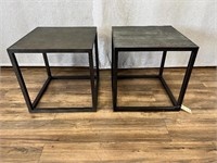 Pair Flamant Charcoal Oak Side Tables New