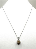 Silver Created Citrine White Sapphire Necklace