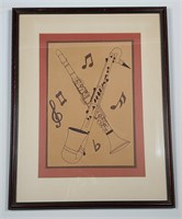 Clarinet & Oboe Line Art Framed