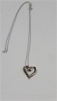 Sterling necklace with heart pendant marked 925