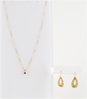 Jewelry 14k Gold Earrings & Pendant Necklace