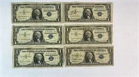 (6) 1957 BLUE SEAL SILVER CERTIFICATES