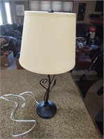 Lamp with Black Leaf/Decorative Stand, Ivory Shade