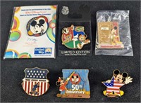Six Disney Mickey Mouse Pins
