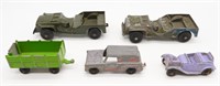 (5) TOOTSIE TOY ARMY TRUCKS AND MORE