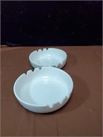 Pair of white McCoy ashtrays approx 8.5 inches