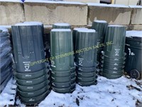 (8) STACKS OF GREEN WASTE CANS W/ LIDS ON PALLET