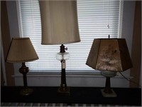 (3) Lamps: English cut pattern over Corinthian