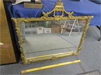 antique ornate gold framed wall mirror 27x38