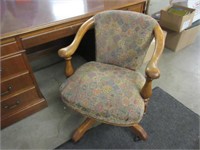 older desk chair - oak & upholstered