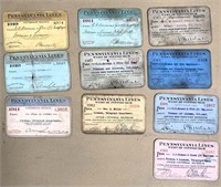 10 pcs- 1910-1914 Pennsylvania Lines RR- PASSES