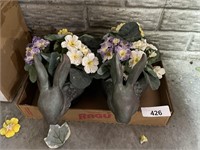 (2) Ceramic Rabbit Planters