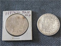 997- (2) Morgan Silver Dollars, 1887 & 1888