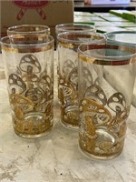 5 Culvers Gold Mushroom Glasses