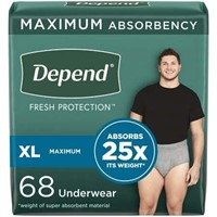 Depend Adult Underwear for Men  XL  Grey  68Ct