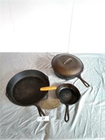 Assortment of Cast Iron Pans Various Sizes