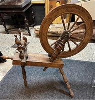 Antique Early Wooden Spinning Wheel
