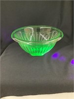 Green Depression/Uranium Glass 10” Mixing Bowl