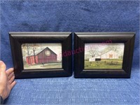 (2) "Quilt Block Barn" framed pictures