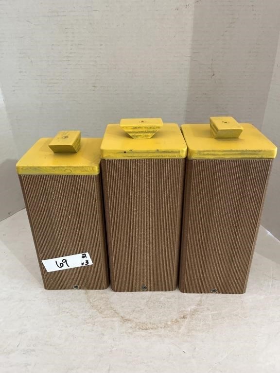 (3) Tall Wooden Boxes with Lids