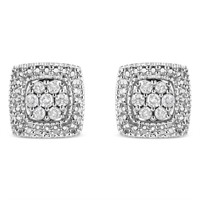 Elegant .50ct Diamond Milgrain Square Earrings