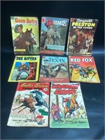 8 Vintage Cowboy Comic Books,Low Grade