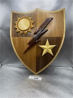 MILITARY CREST SUN AND LIGHTENING AND STAR,