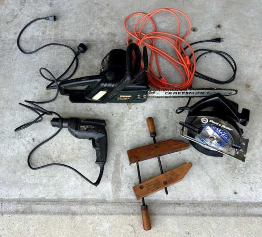 Lot Of Power Tools Including Chain Saw & More