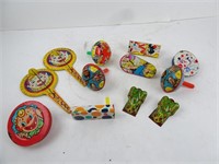 Lot of 12 Vintage Tin Toy Noise Makers