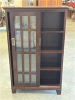 Traditional Espresso Media Cabinet Display Shelves