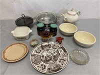 Silver Plate Dish, Pyrex Bowl, Dishes & More