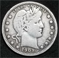 1909-P Barber Silver Quarter