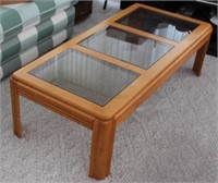 COFFEE AND 2 END TABLES WITH GLASS TOPS