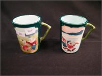 Two 3 1/2" Katzenjammer Kids majolica mugs