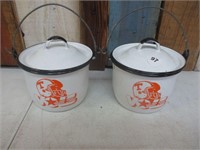 2 5" Tennessee Vols Enamelware Pots