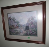 2 pictures and a shelf in living room