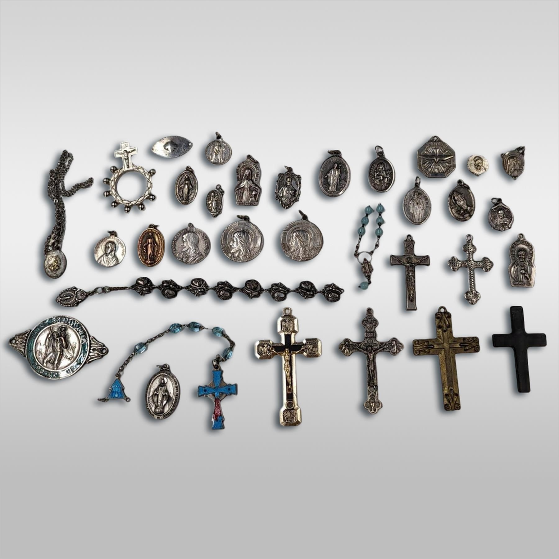 Large Grouping Of Small Religious Pendants / Acce