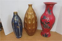3 Vases 15" to 18.5"H
