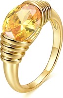 18k Gold-pl. Oval 2.50ct Citrine Chunky Ring