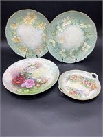 (4) Hand Painted European-Style Lusterware Plates