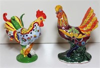 Rooster and Hen Brightly Painted