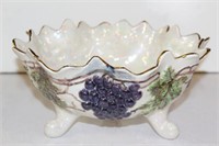 Vintage Opalescent Footed Fruit Bowl