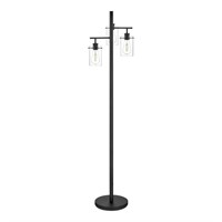 Hampton Bay Regan 63 in. Matte Black Floor Lamp wi