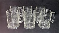 6 clear glass beer steins