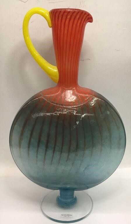 Kosta Boda Multicolored Art Glass Ewer