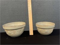 2 Nesting Glazed Pottery Bowls Fruit Motiff