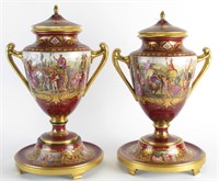 Pair of Royal Vienna Porcelain Urns