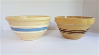 2 STONEWARE MIXING BOWLS